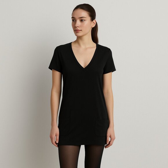 Yves Saint Laurent black wool silk mini dress size M